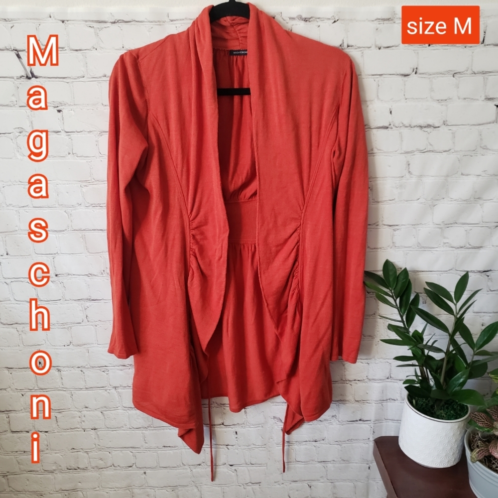 Magaschoni Orange Red  Waterfall Cardigan M